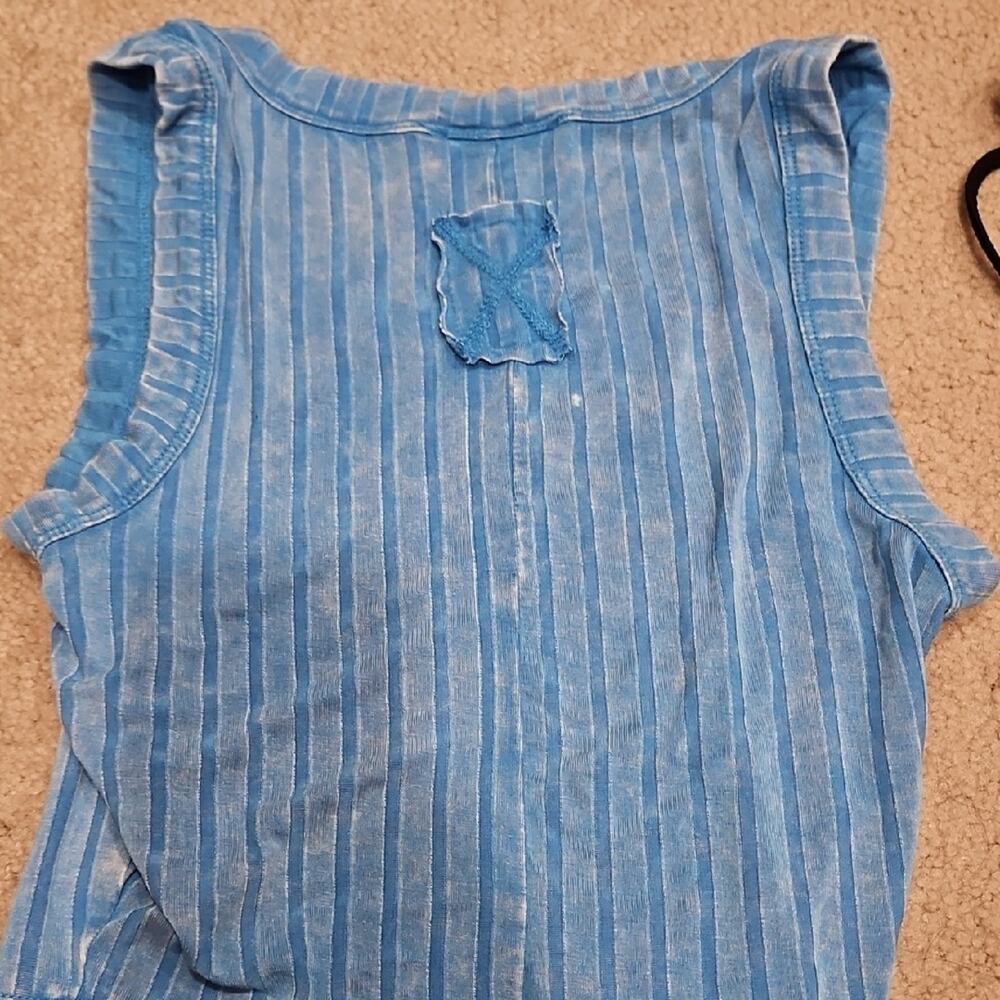 Zenana Ribbed Semi-Cropped Tank – Turquoise Blue, Small - Picture 4 of 5